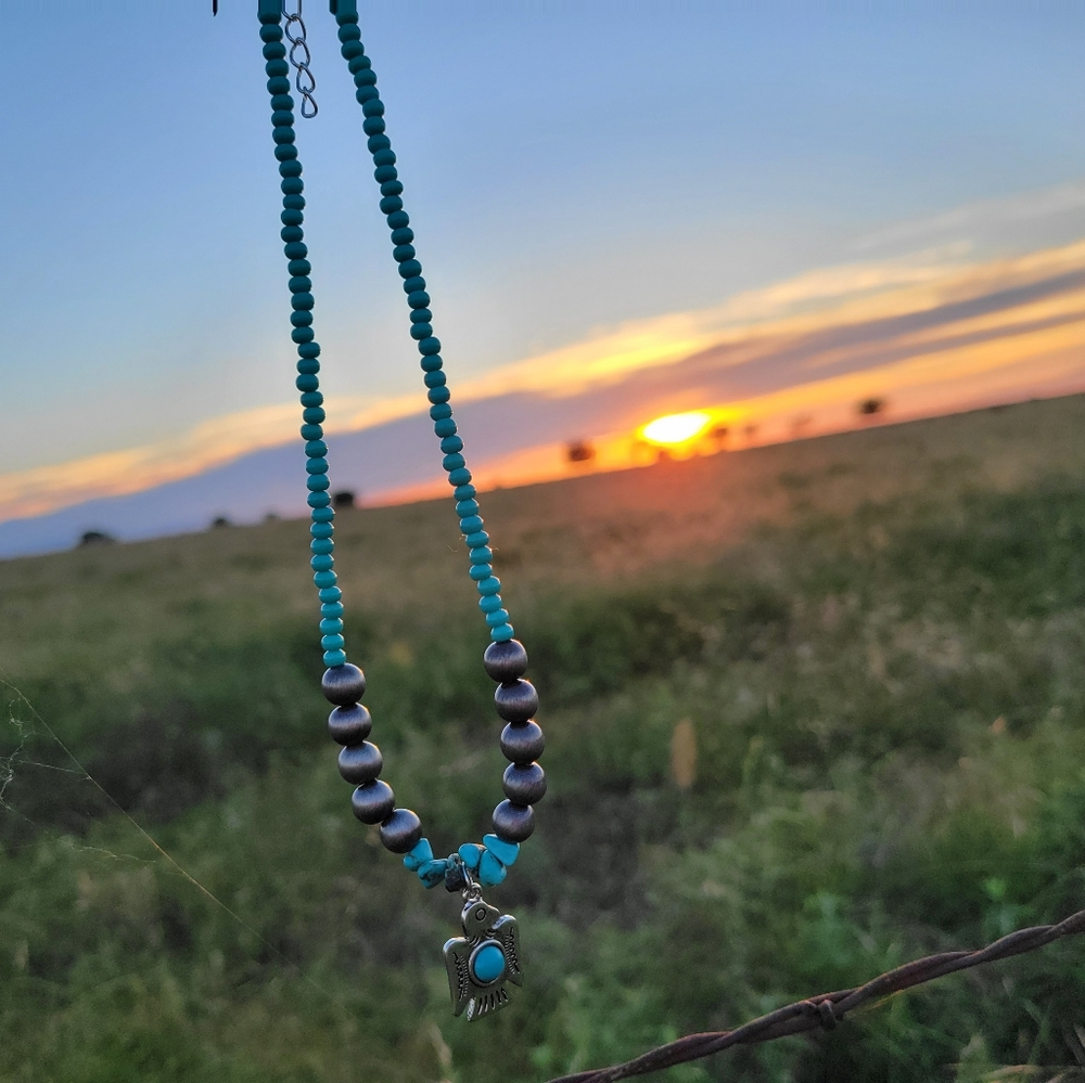 Turquoise seed bead chocker necklace